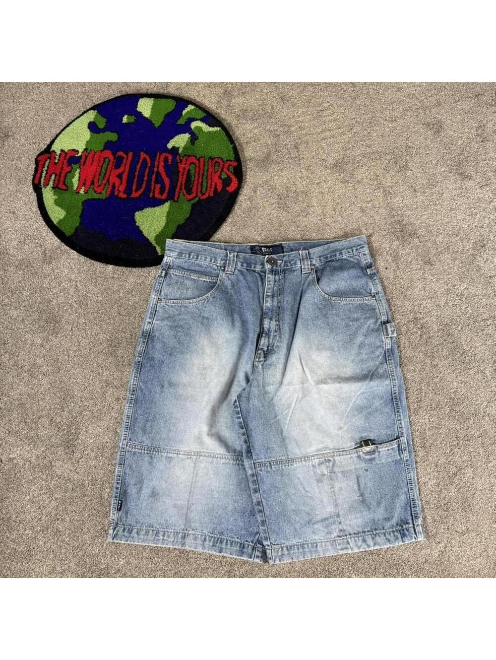 vintage y2k super baggy jorts 2000’s denim